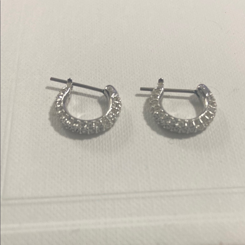 Textured Silver Tone Crescent Hoop Earrings